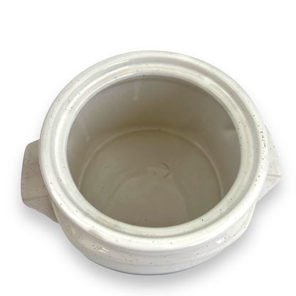 White blue & pink ceramic storage jar