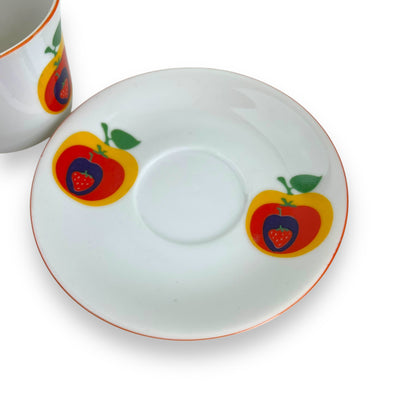 Strawberry & Apple design teacup set of 2