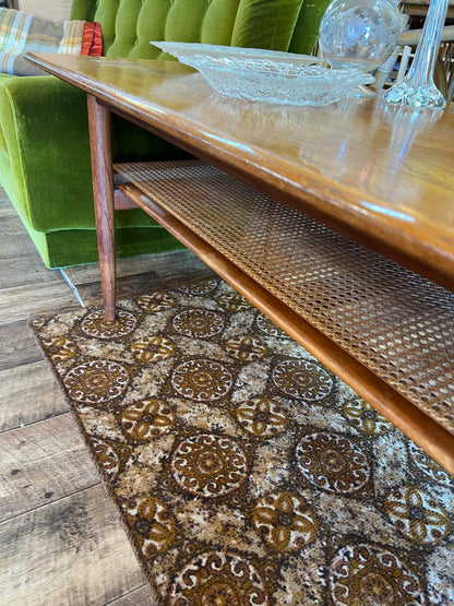Parker Mid-Century Coffee Table with Cane Shelf