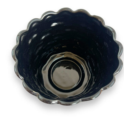 Black Basket Weave Ceramic Plant Pot - Made in Taiwan
