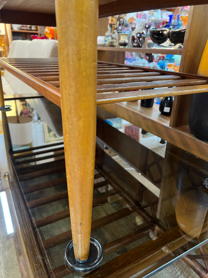 Teak Coffee Table with Slatted Magazine Rack