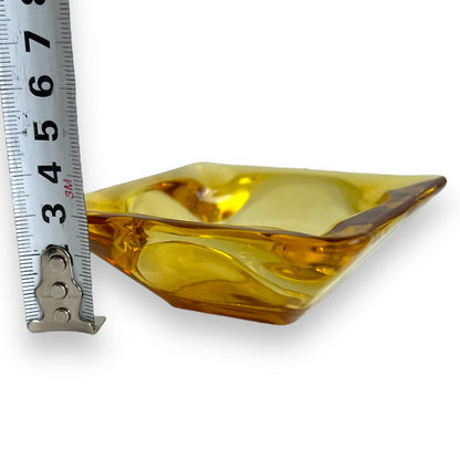 Yellow glass square ashtray