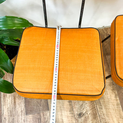 Retro Orange Chairs with black steel legs set of 2