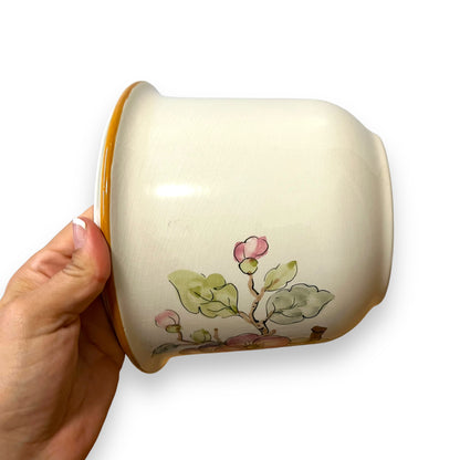 Italian Ceramic Plant Pot with Hand-Painted Floral Design - Made in Italy