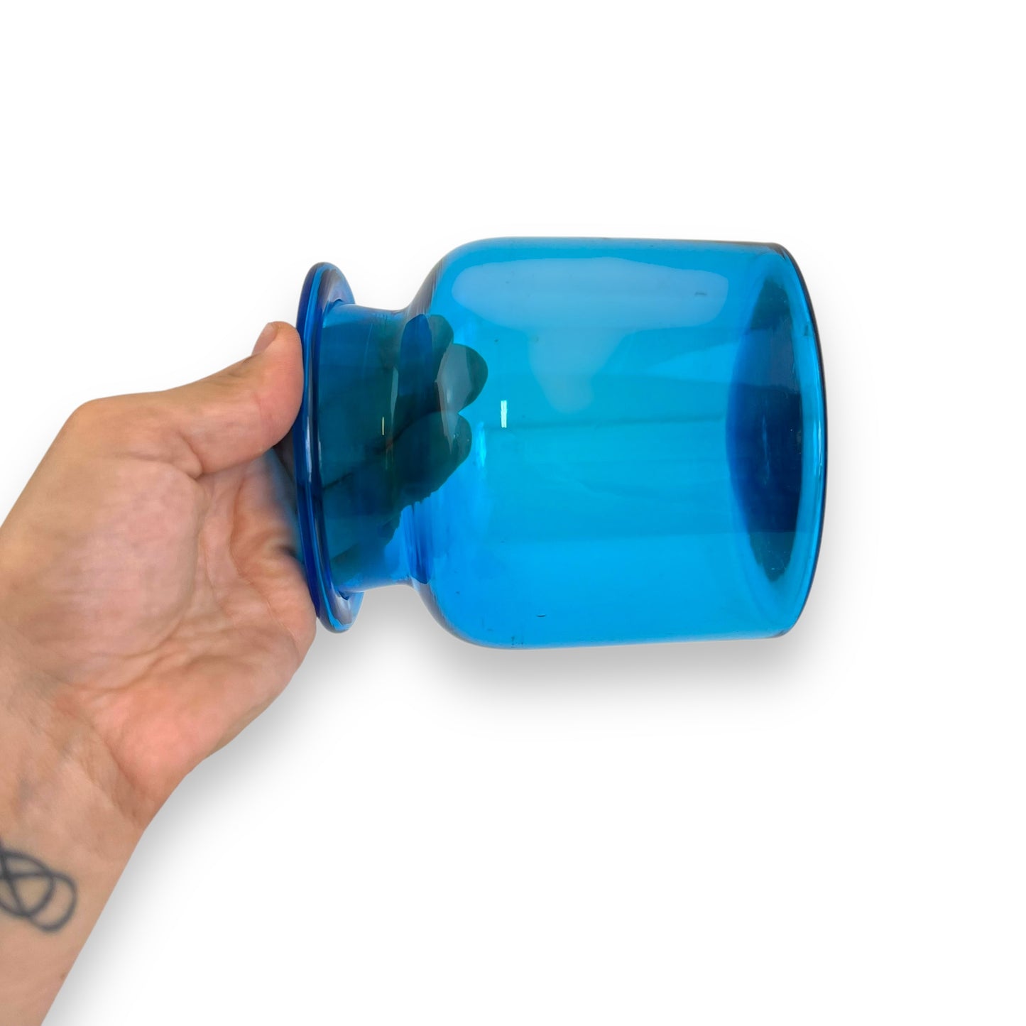 Blue Takahashi glass apothecary jar bottle with lid