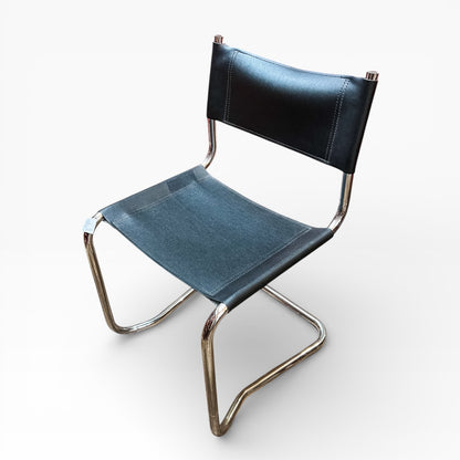 Cantilever Chrome Chair with Black Sling Seat