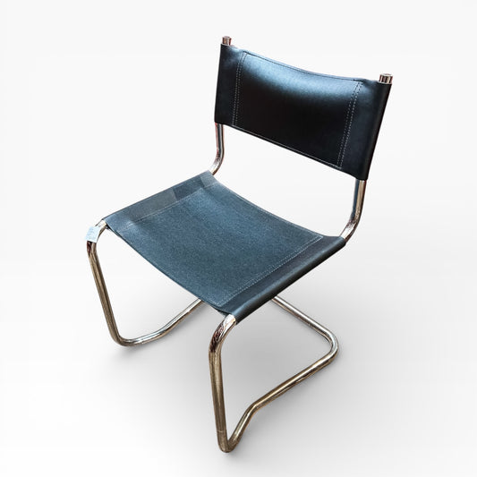 Cantilever Chrome Chair with Black Sling Seat