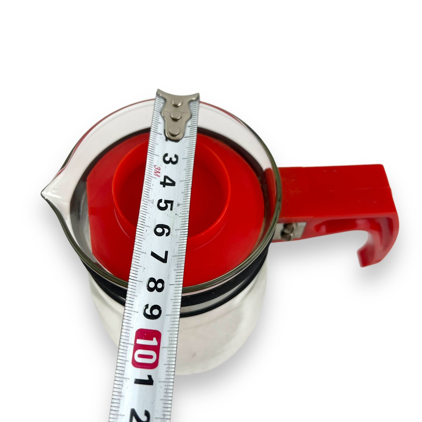 Glass jug red plastic lid & handle