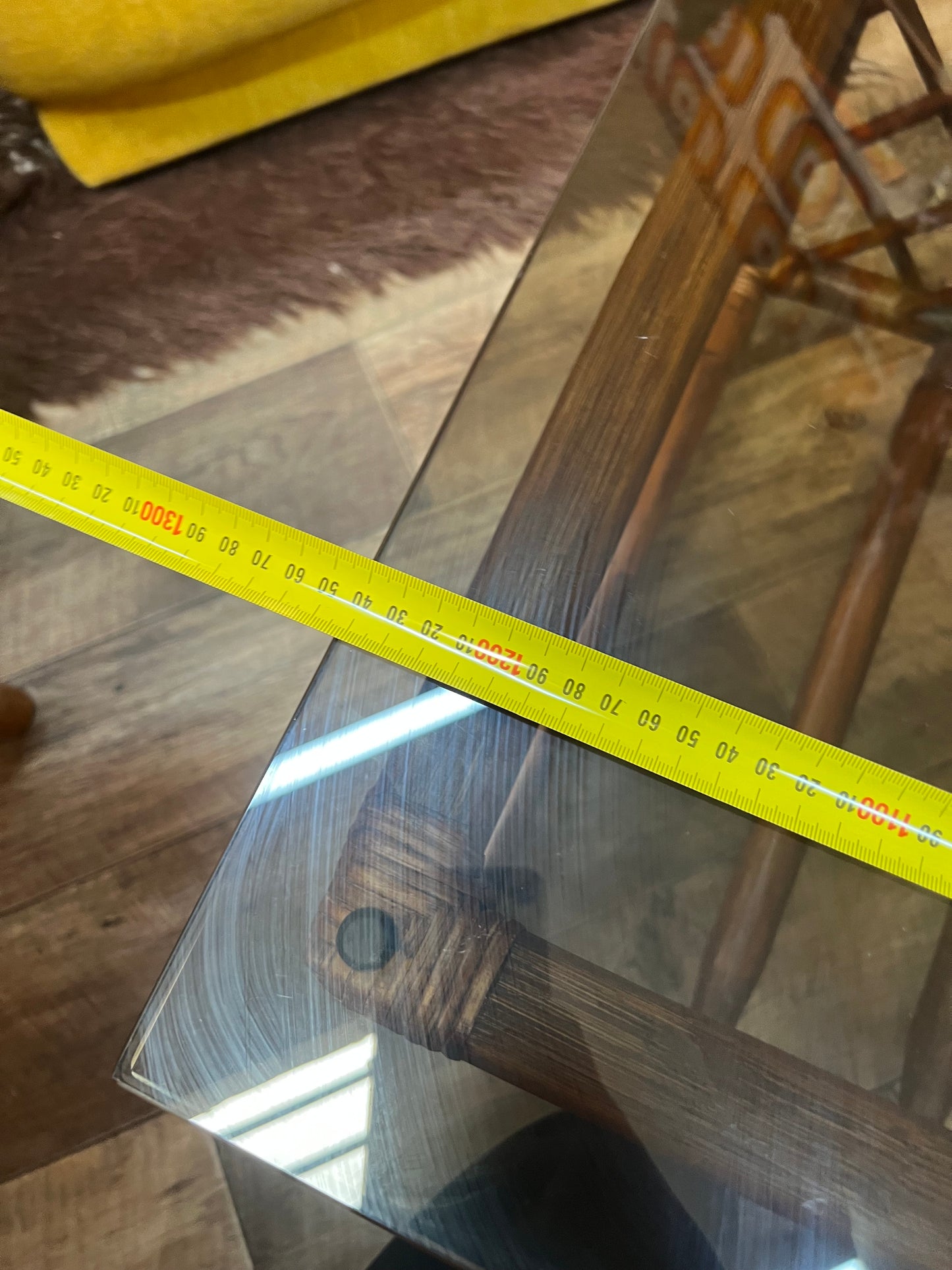 Brown Rattan/Cane Coffee Table with Smoked Glass Top