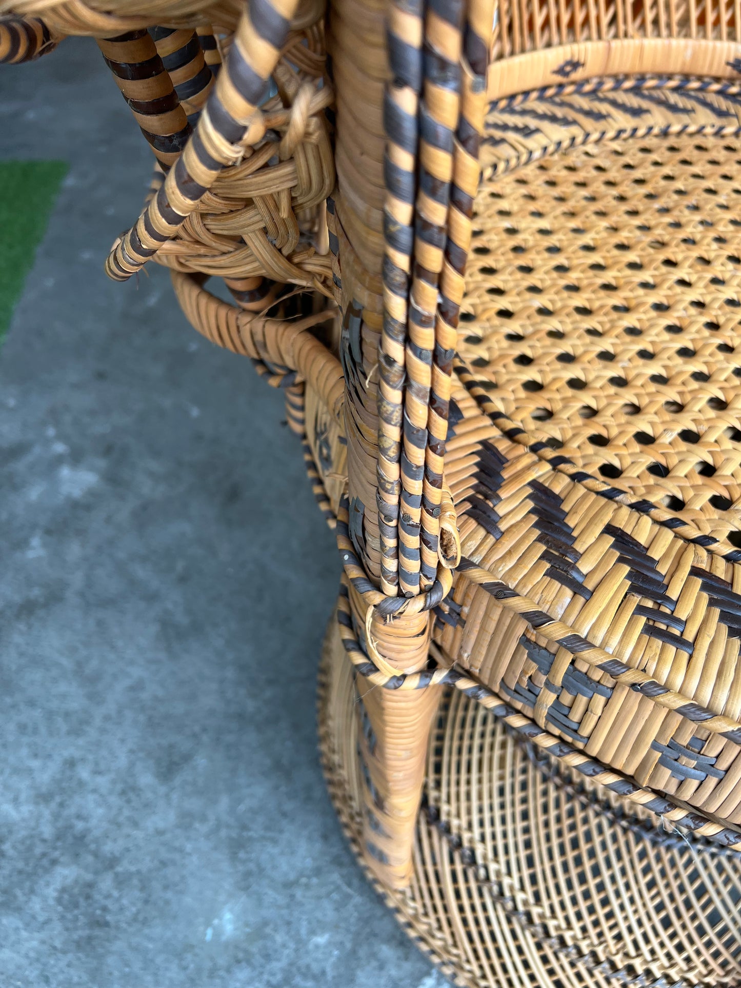 Cane Peacock Chair – Ornate Woven Rattan Statement Chair