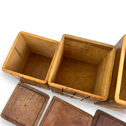 Wooden Kitchen Canister Set - Flour, Sugar, Coffee & Tea