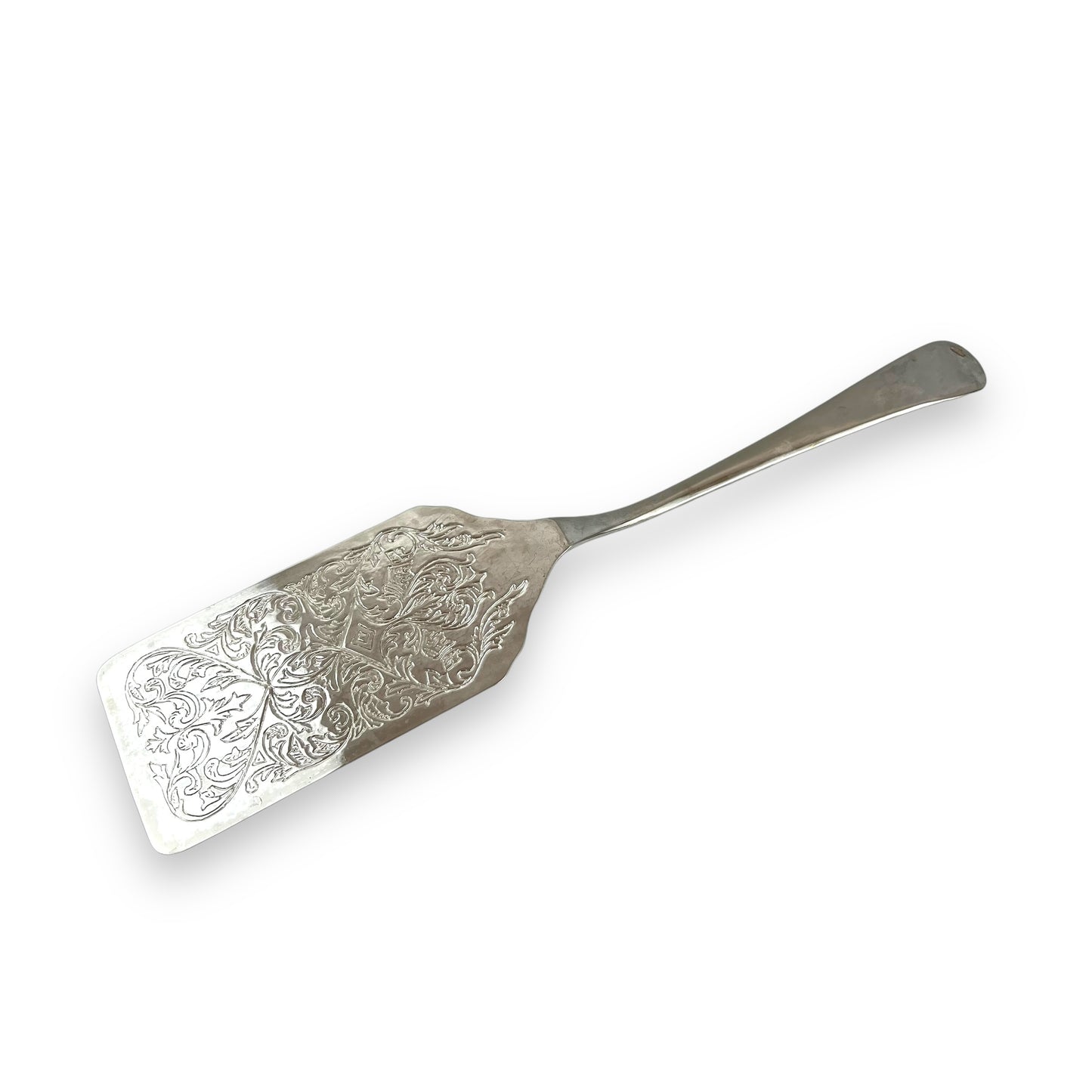 Silver ornate rectangle shape pie / flat spatula serving utensil