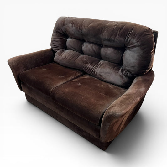 Fler Vintage Brown Velvet 2 Seater Lounge – Made in Australia