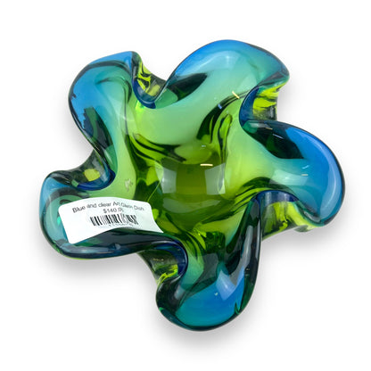 Blue and Green Art Glass Dish