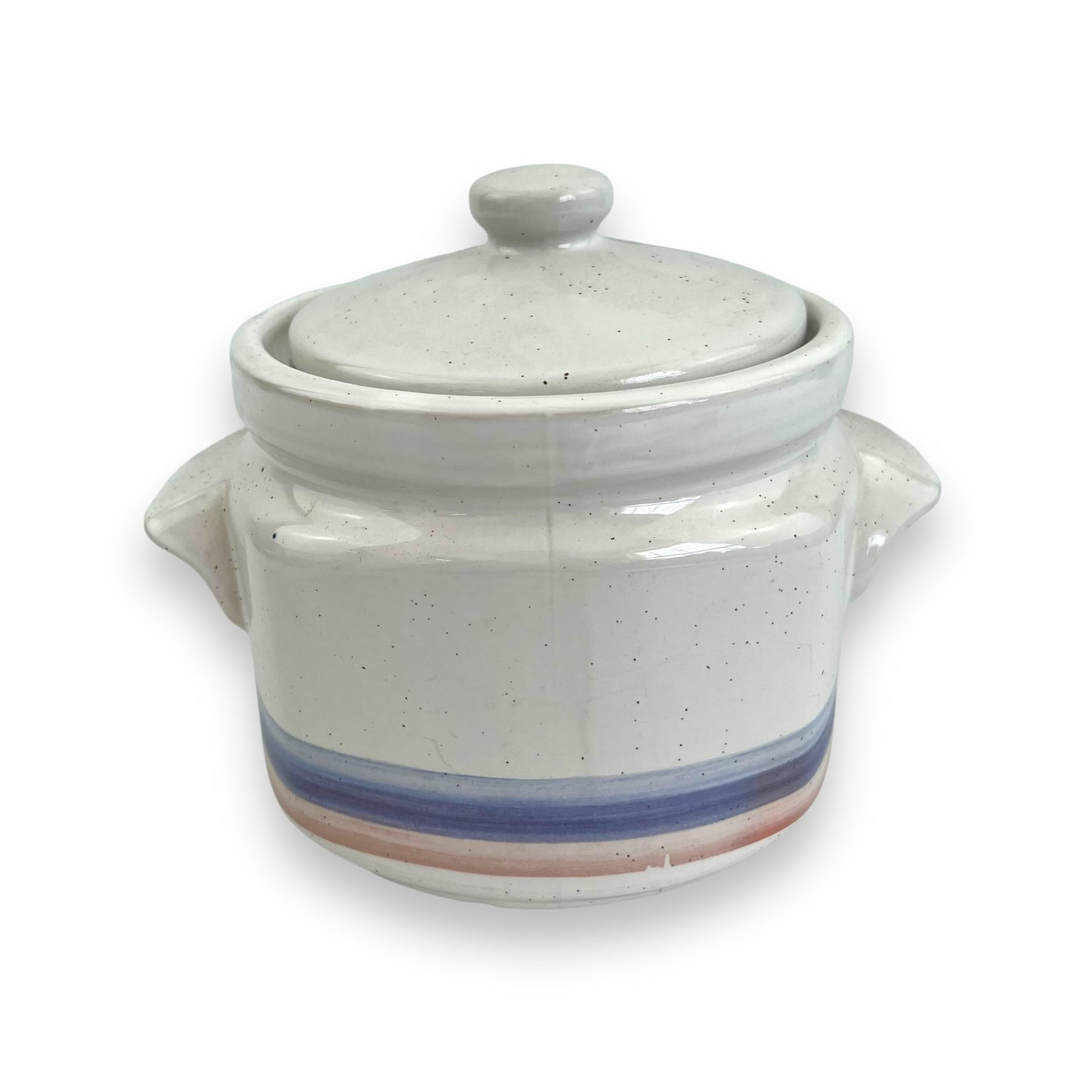 White blue & pink ceramic storage jar