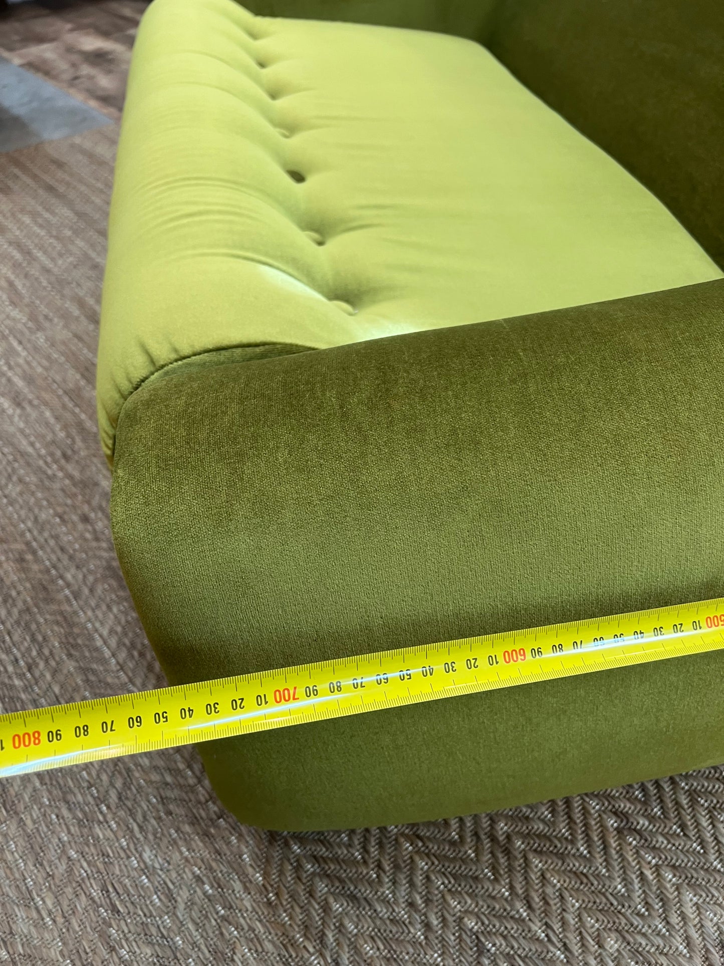 Dana Furniture 2 Seater Lounge | Olive Green Velour | Mid Century Modern Sofa