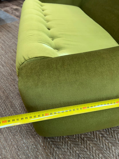 Dana Furniture 2 Seater Lounge | Olive Green Velour | Mid Century Modern Sofa