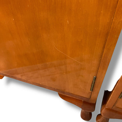 Pair of Vintage Timber Bedside Cabinets with Drawer & Cupboard