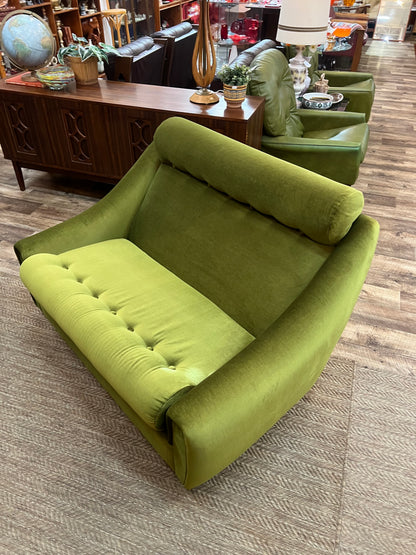 Dana Furniture 2 Seater Lounge | Olive Green Velour | Mid Century Modern Sofa