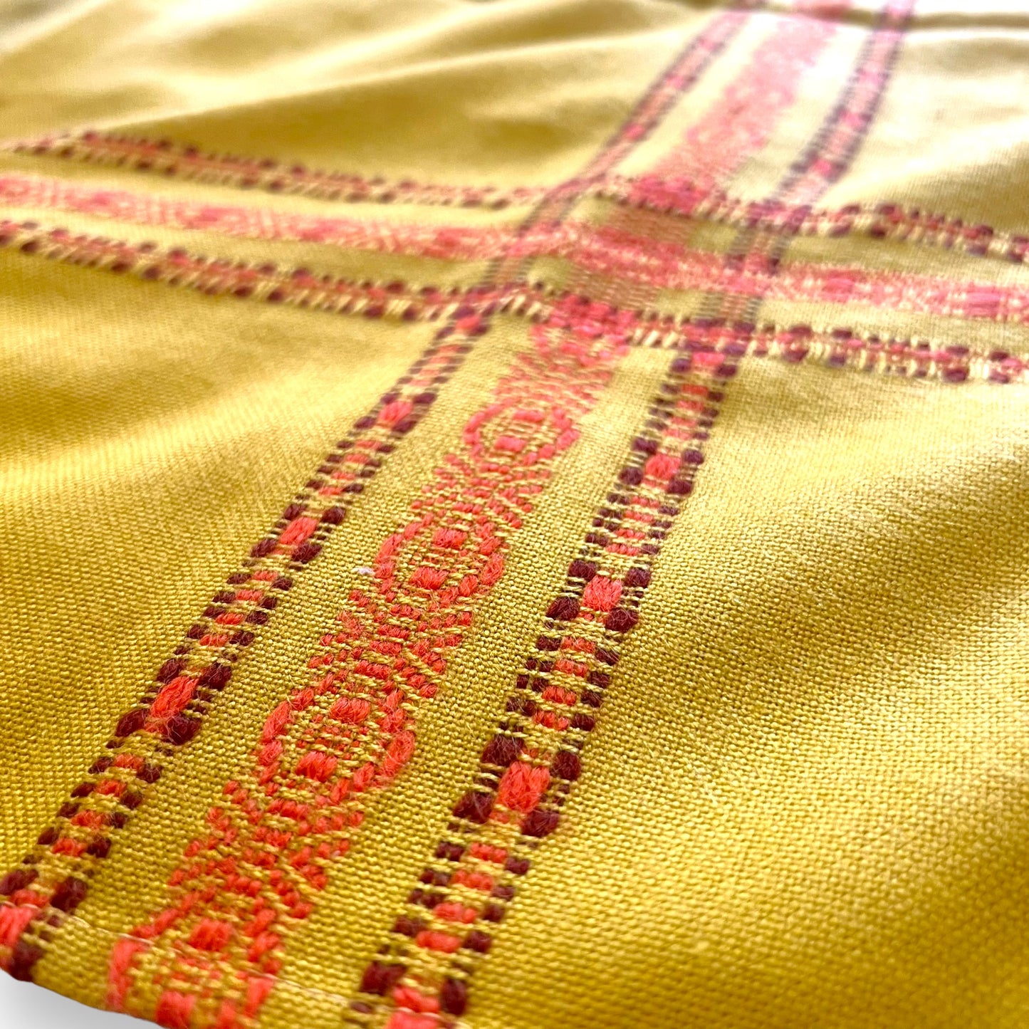Retro Mustard Yellow With Orange striped pattern border tablecloth