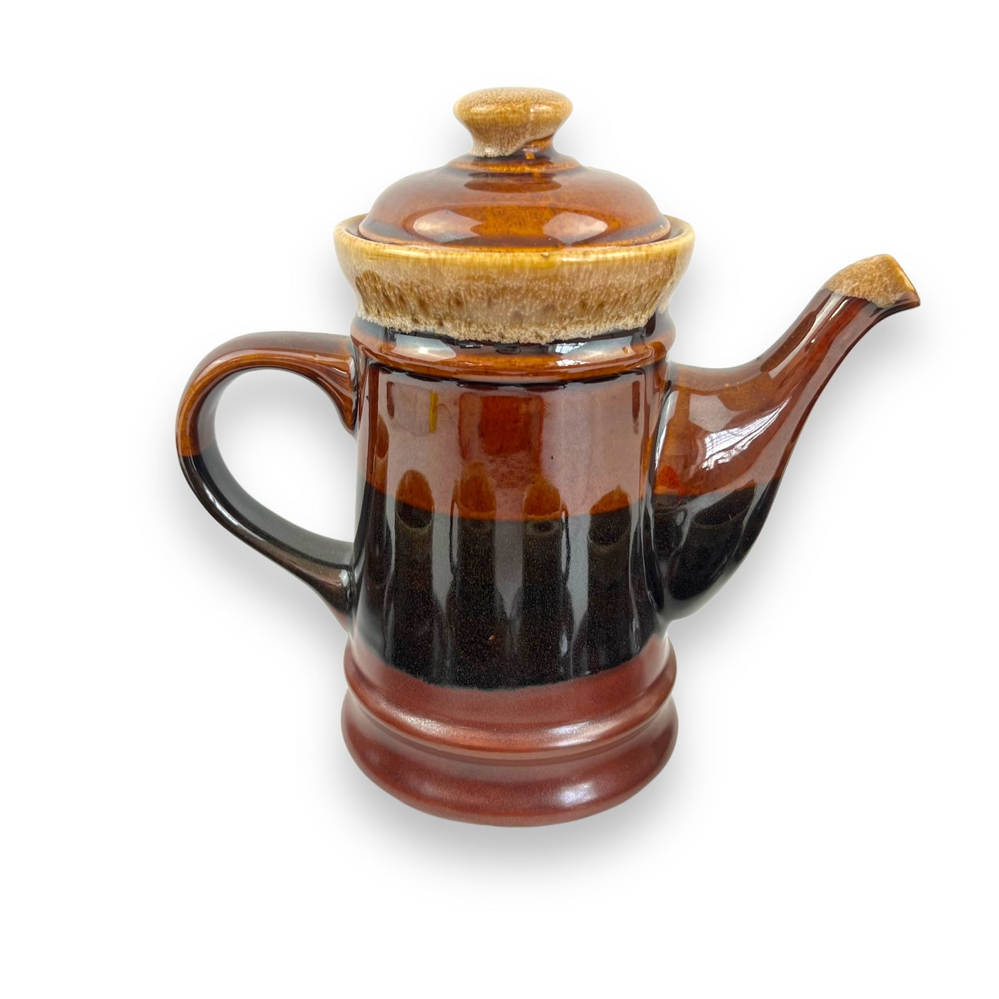 Brown Ceramic Tea Set: Teapot, 6 cups & 6 saucers