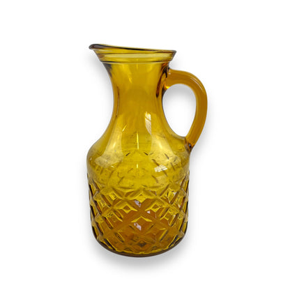 Amber Glass Jug – Diamond Cut Pattern