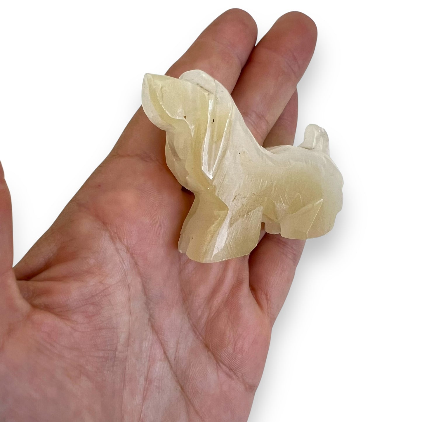 Onyx stone carved dog statue ornament