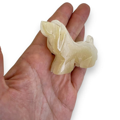 Onyx stone carved dog statue ornament