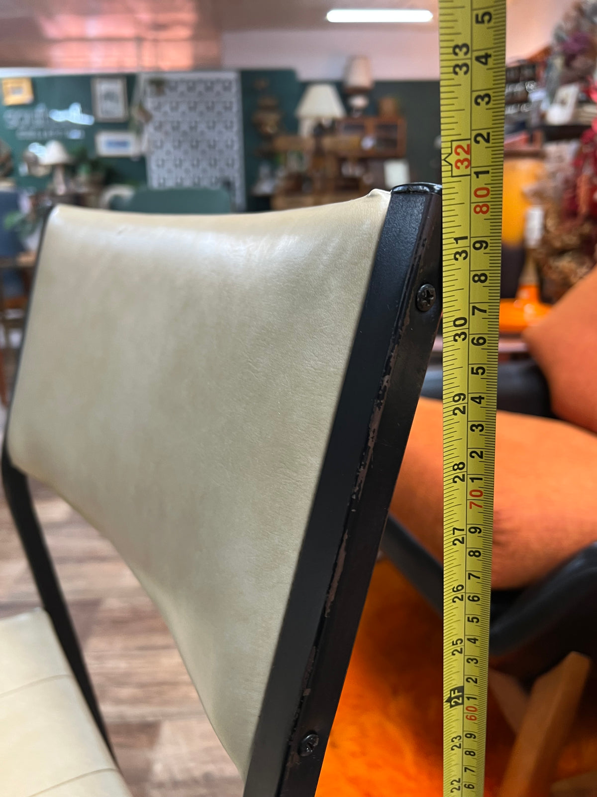 Cream Vinyl Dining Chair – Black Metal Frame