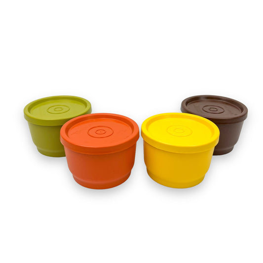 Retro Colourful Tupperware small round container set of 4