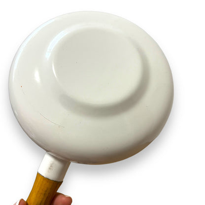 Floral Enamel Fondue Pot with Wooden Handle and Lid