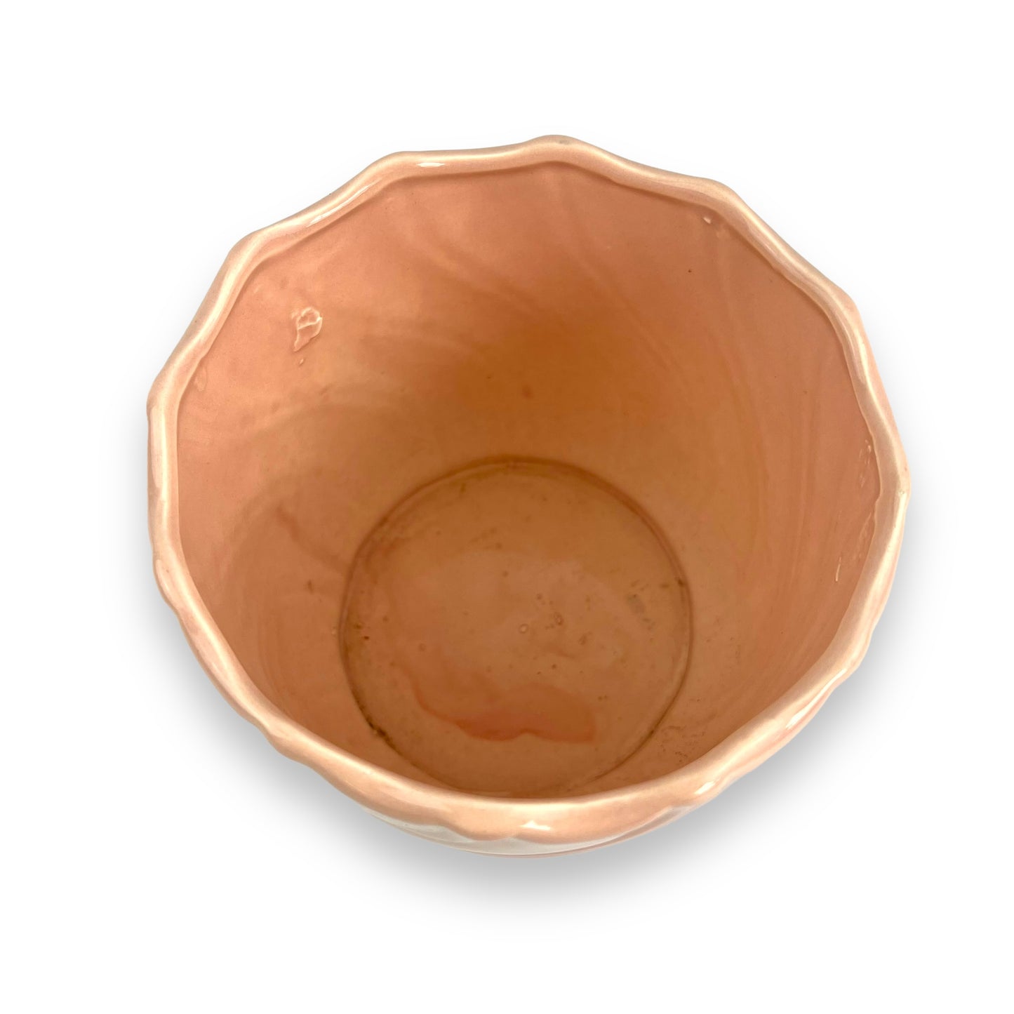 Pink Ceramic wave line pattern plant pot