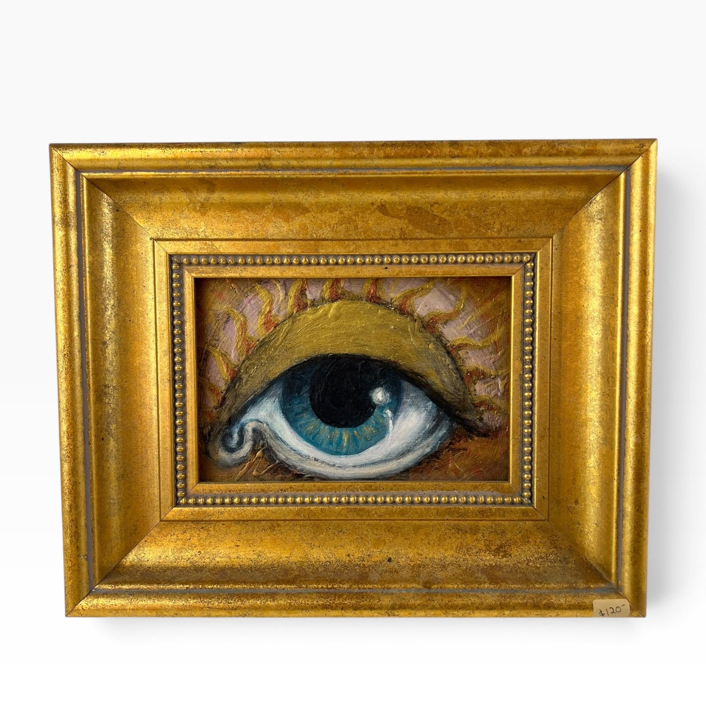 Framed Surrealist Eye Painting – Gilt Frame