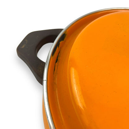 Orange Flower Enamel Large Cooking Pot with Lid