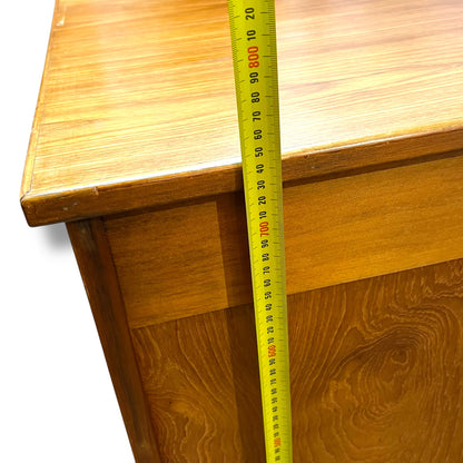 Mid-Century 8-Drawer Wooden Office Desk with Sculpted Handles