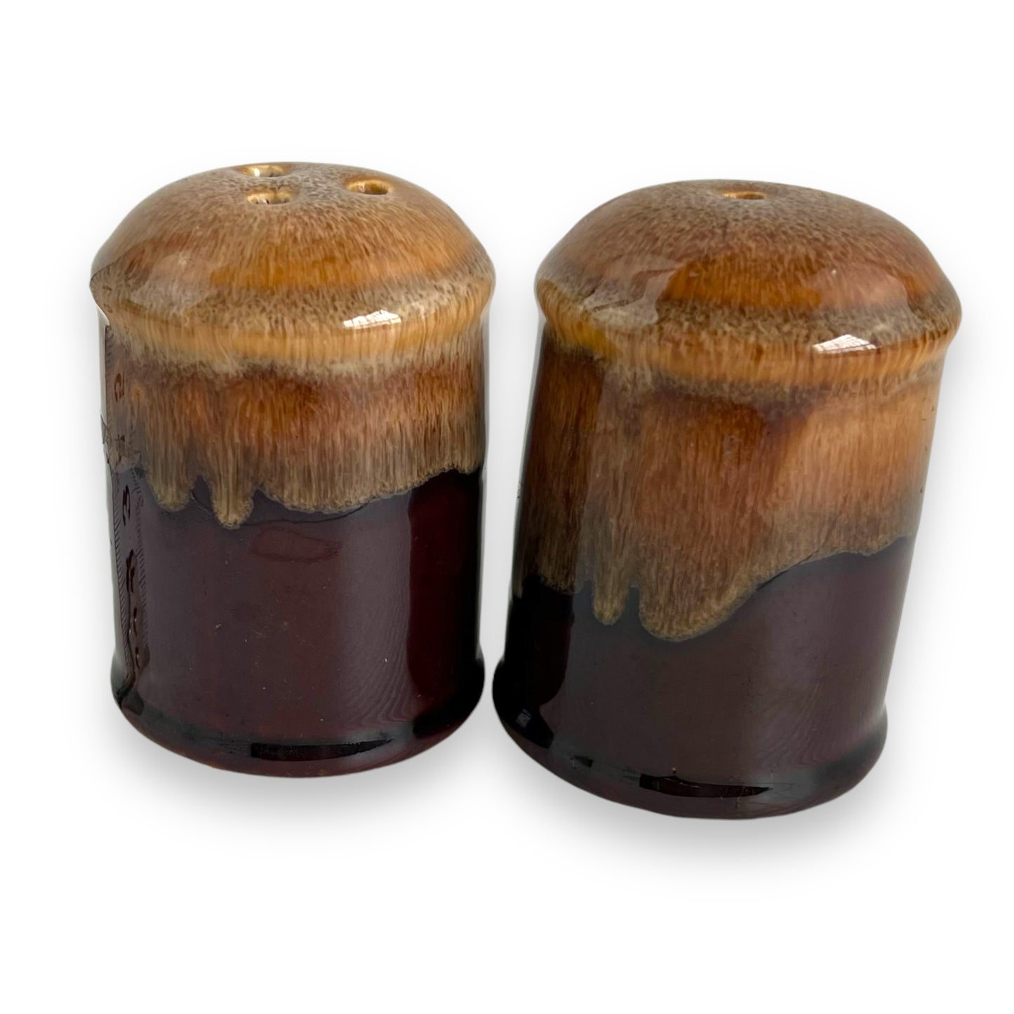 Brown Glaze Drip Salt & Pepper Shaker Set