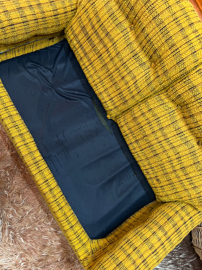 1970s Mustard Yellow Textured Fabric 2-Seater Lounge
