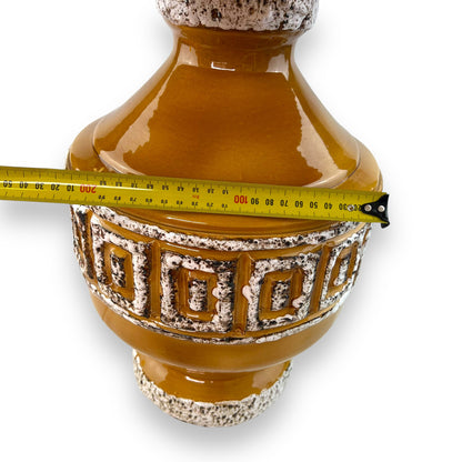 West German Ceramic Lamp with Original Mustard Shade