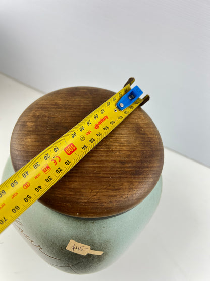 Ellis Pottery Ceramic Flour Canister with Timber Lid
