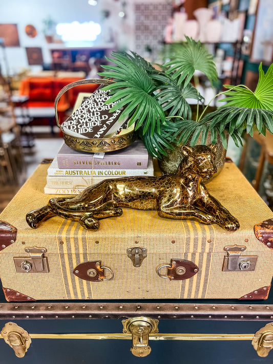 Bronze Laying Leopard Statue