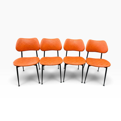 Set of 4 Orange Vinyl Dining Chairs