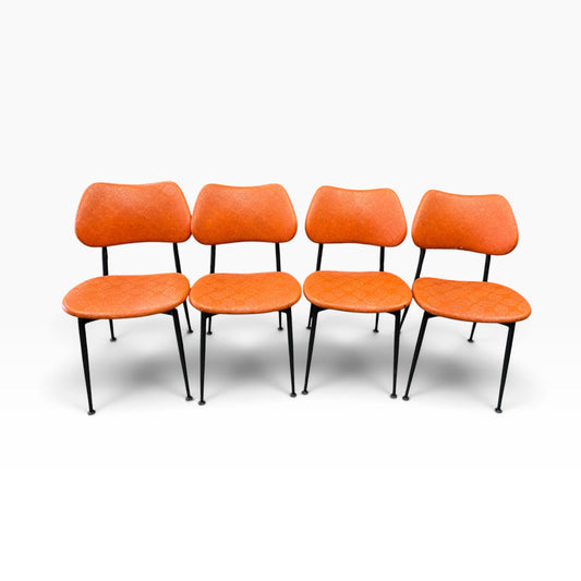 Set of 4 Orange Vinyl Dining Chairs