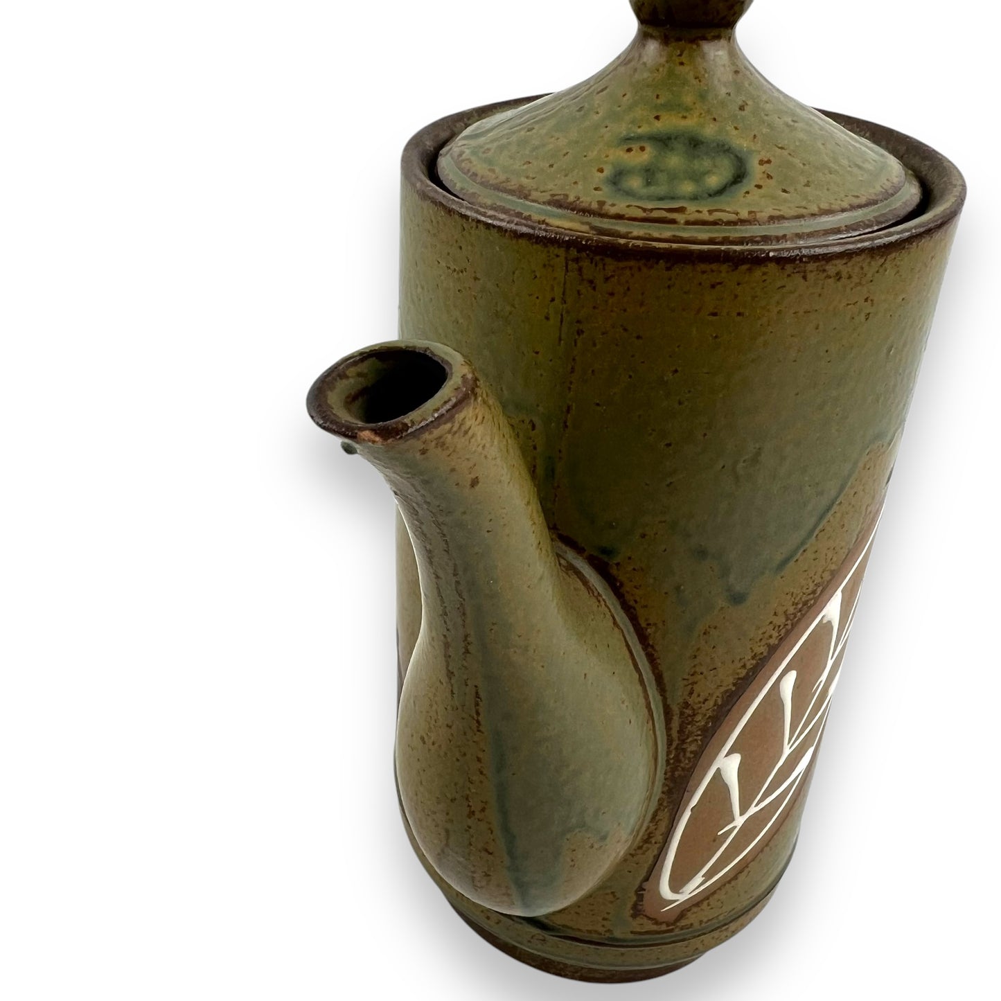 Pottery Leaf Dark Green Teapot with Lid