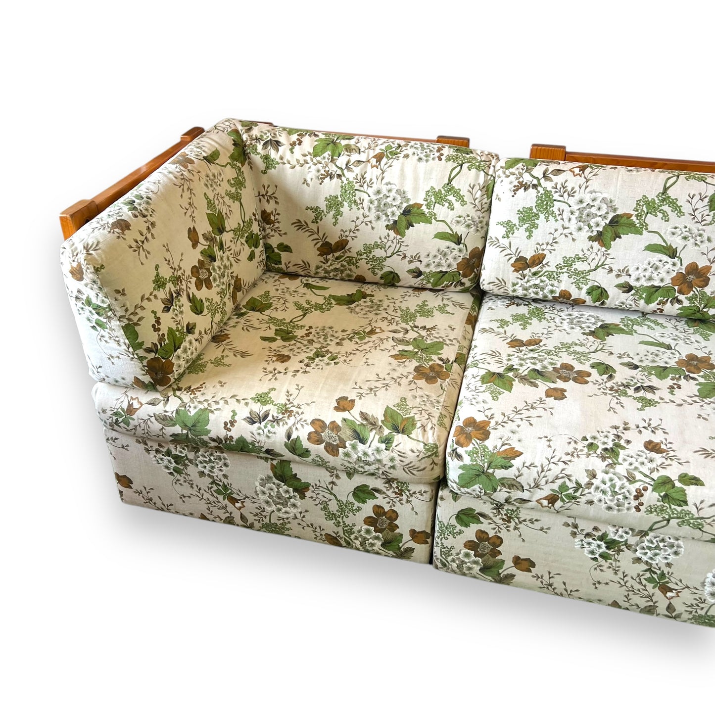 5-Piece Modular Lounge – Pine Wood Frame & Floral Upholstery