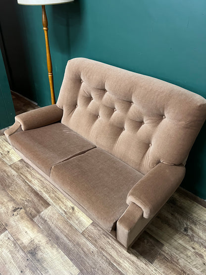 Taupe Two Seater Button Tufted Upholstered Lounge
