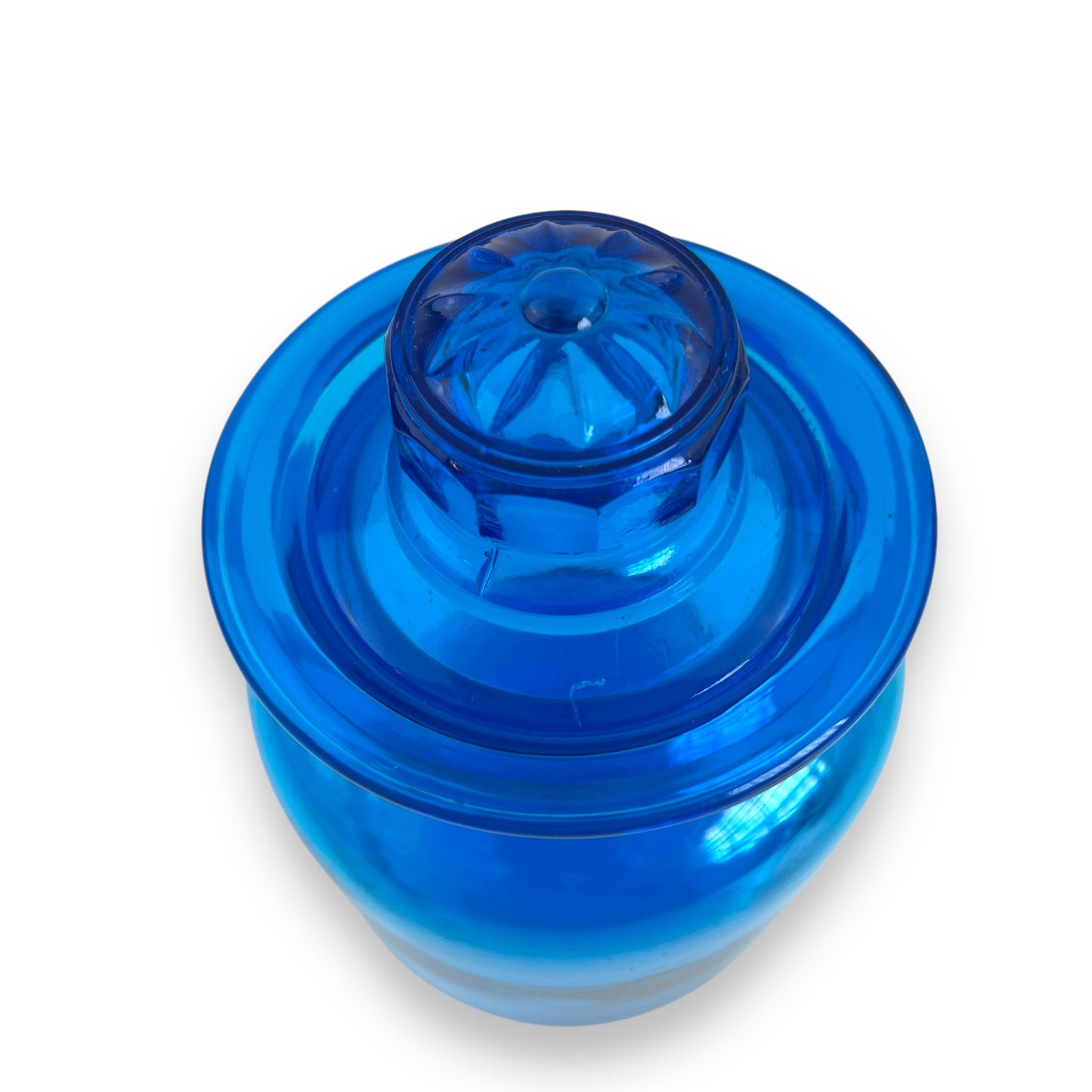 Blue Takahashi glass apothecary jar bottle with lid