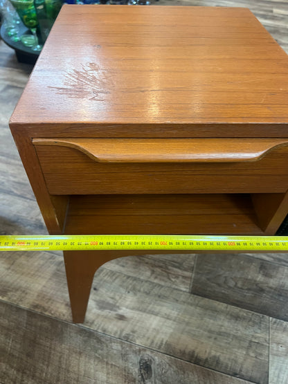 Teak Telephone Bench Seat with Black Vinyl Cushion