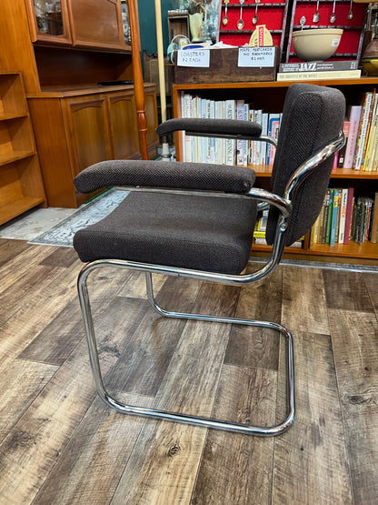 Devling Chrome Cantilever Armchair | Mid Century Modern Office Chair
