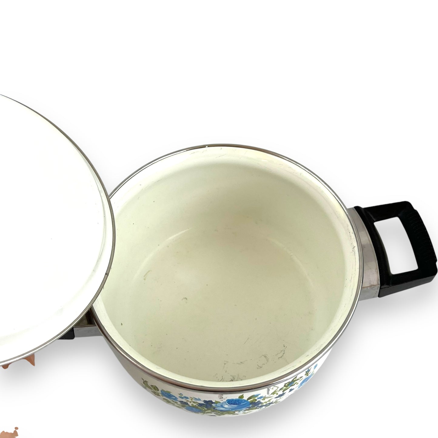 Blue rose enamel cooking pot