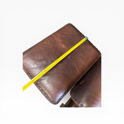 Moran Brown Leather Armchair with footrest